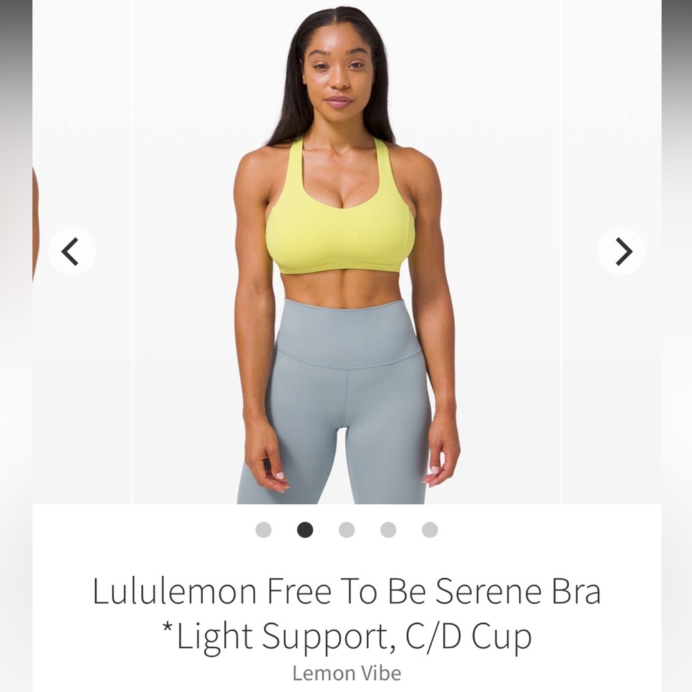 Lululemon Free to be serene sports bra size 8 in lemon vibe color